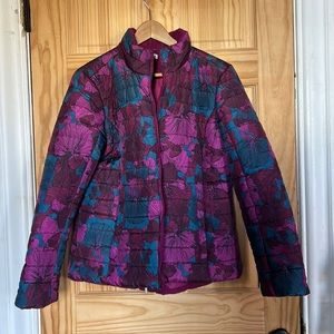 The pioneer woman, pink multicolored puffer jacket.